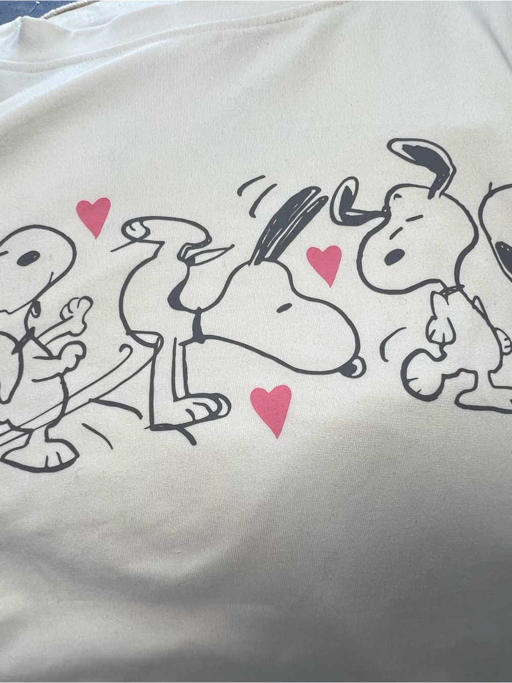 MUNKI MUNKI SNOOPY PEANUTS w/HEARTS CREAM 2PC P J SET. SIZE XL. LIKE NEW - Picture 14 of 15